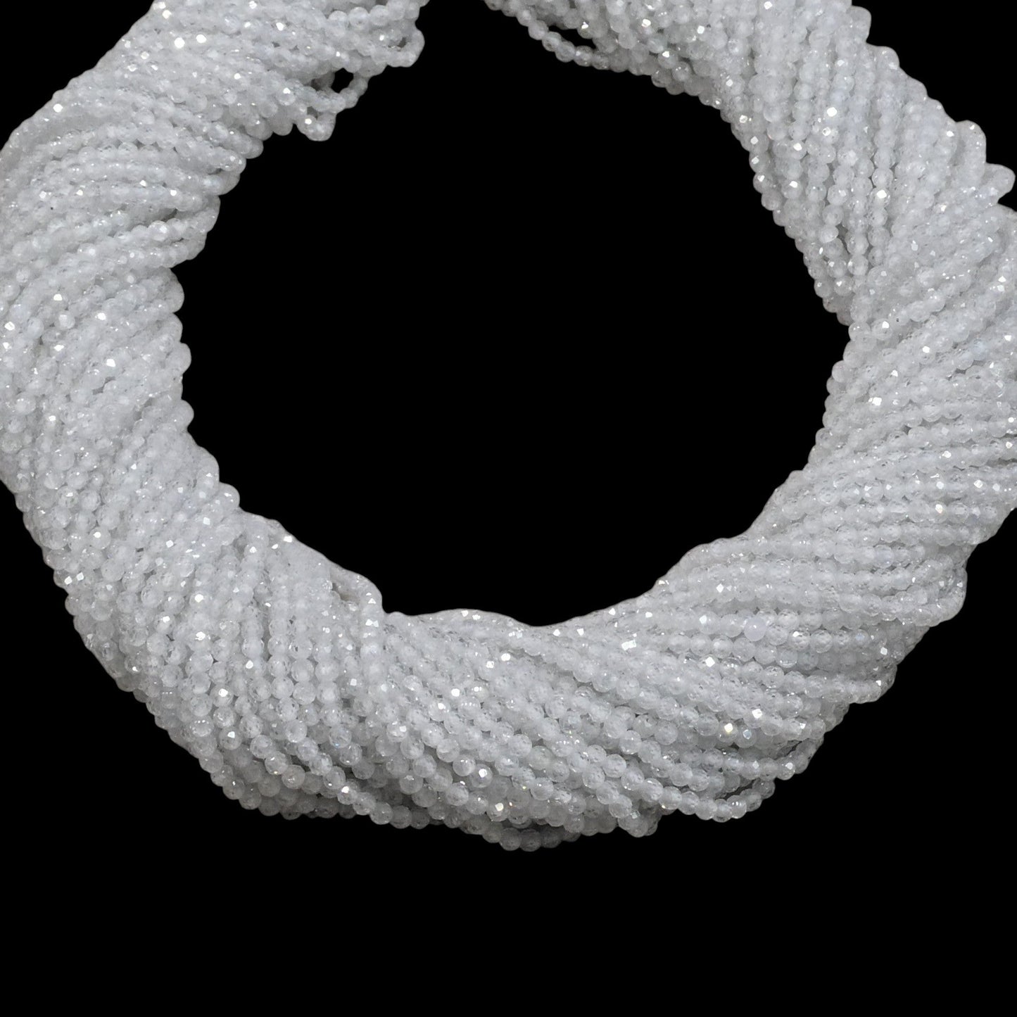 White / Clear Zircon Micro Faceted Round 2mm