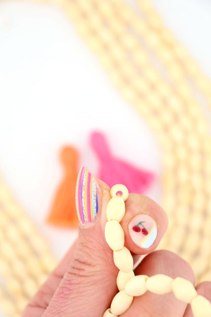 6x10mm Off-White, Cream Barrel Spacer Bone Beads, 47 Beads