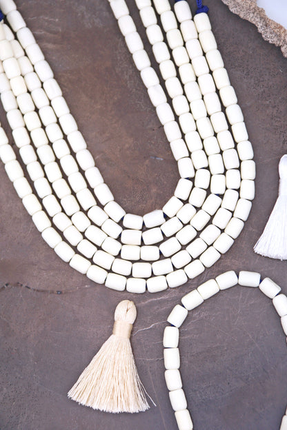 5x7mm White/Cream Barrel Spacer Bone Beads, 30 Beads
