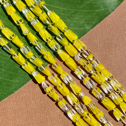 Yellow 4 Sided Twist Beads - 75 Pieces