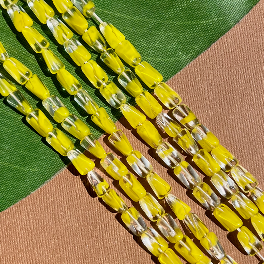 Yellow 4 Sided Twist Beads - 75 Pieces