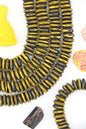Black & Yellow Carved Rondelle Bone Beads, 10mm, for Halloween & Fall Crafts