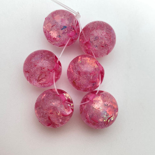 Glitter Bauble 16mm Pink Confetti