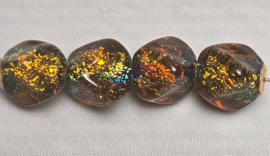 Amber Rainbow Dichroic Glass Bead