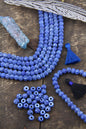 Blue Handmade Carved Rondelle Bone Beads, 8x7mm Spacer Beads