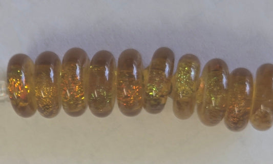 Amber Rainbow Dichroic Glass Rondelle Beads