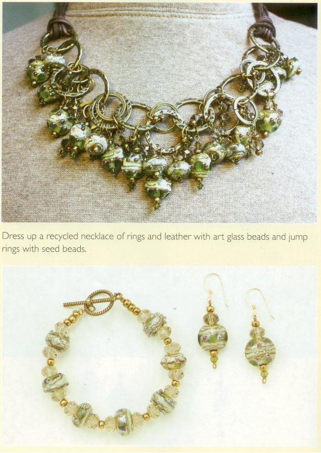 10503401 - Seven Green w/Silver Foil Rondelle Beads