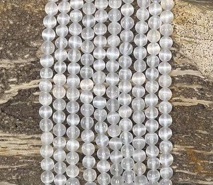 Natural Selenite AAA Grade Round 6mm 8mm