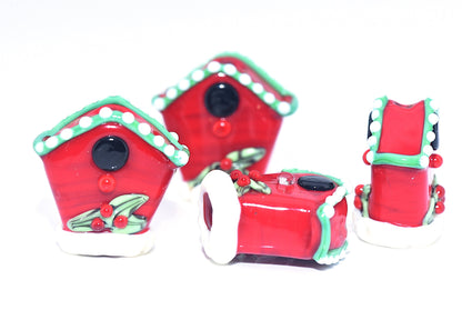 Birdhouse Christmas Focal Bead