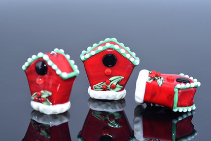Birdhouse Christmas Focal Bead
