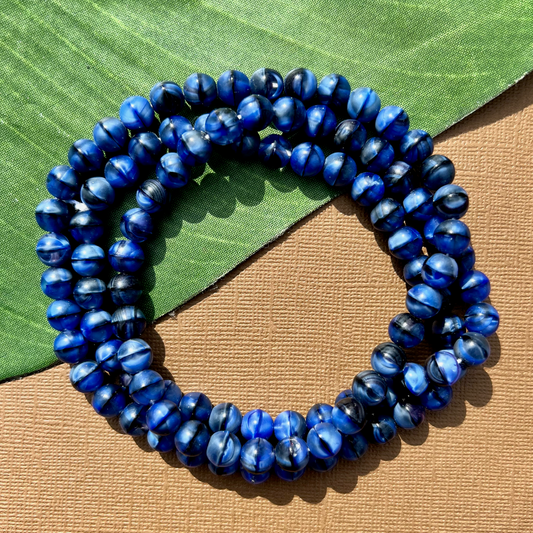 Blue & Black Round 8mm Beads - 100 Pieces