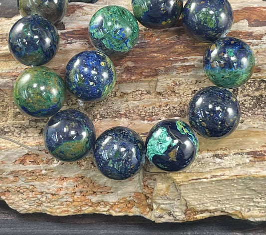 Azurite w/ Malachite, AAA Grade, Rare Size Round 20mm