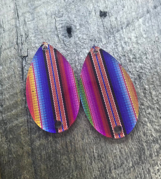 Blanket Stripe Acrylic Printed Earring Components Pair - Jewelry Blanks - CB&CO