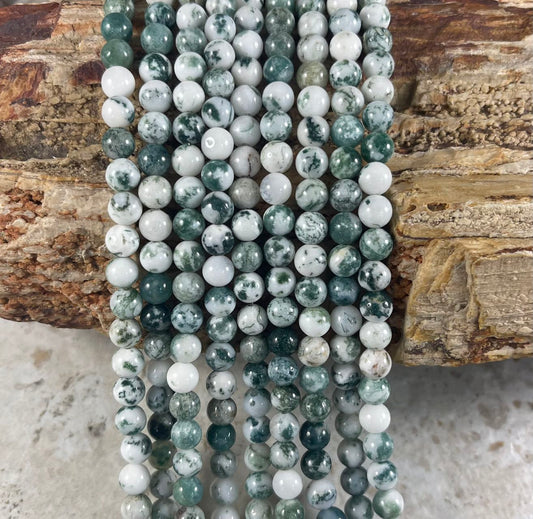 Dendritic Tree Moss Agate Round 6mm