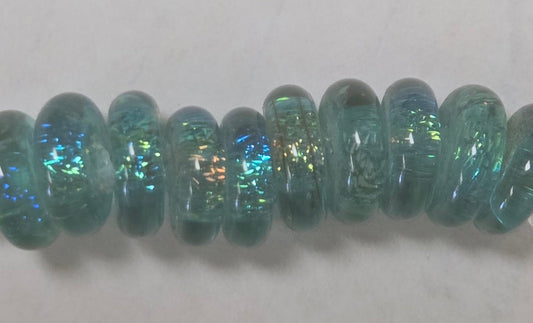 Green/Blue Rainbow Dichroic Glass Rondelle Beads