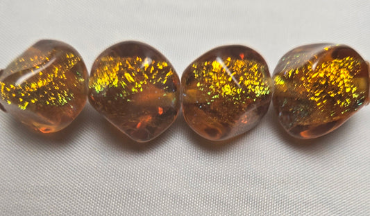 Light Amber Rainbow Dichroic Glass Bead