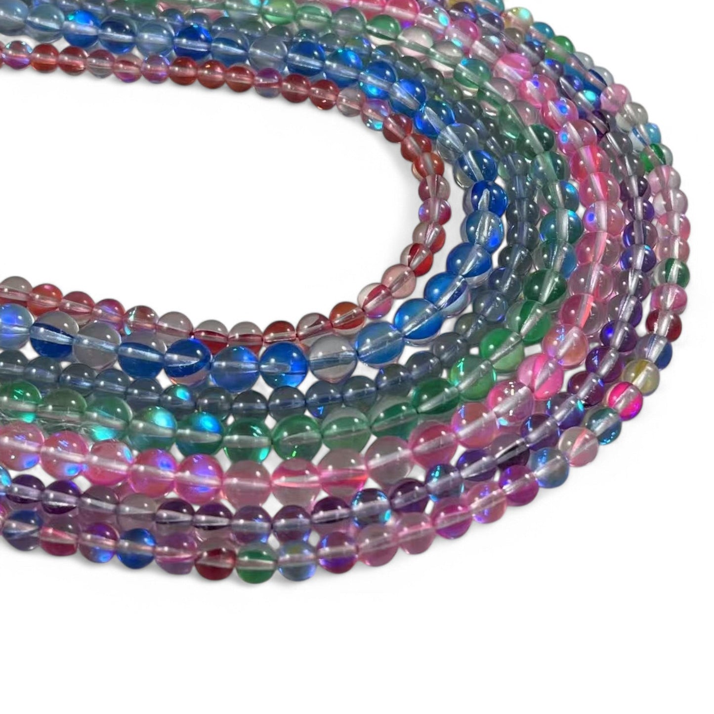 Mermaid Glass Beads aka Mystic Aura Quartz, Round 6mm 8mm