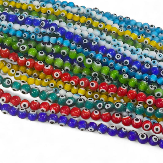 Evil Eye/Mal de Ojo, Glass Beads Round 6mm 8mm