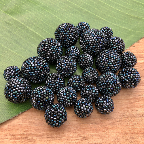 Midnight Blue Beaded Beads - Confetti