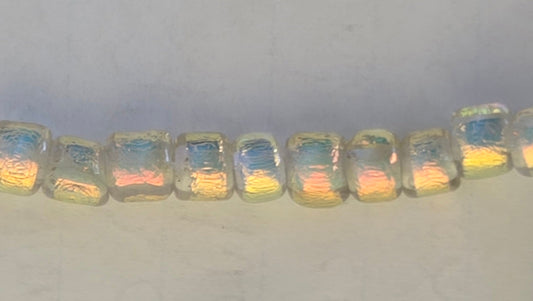 Orange on Clear Dichroic Glass Small Tube Beads