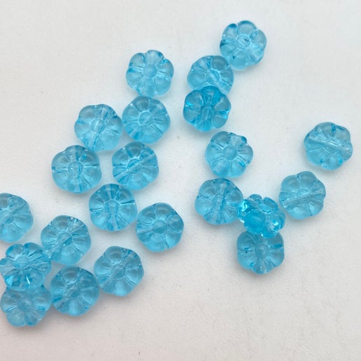 Vintage Glass Flowers 8mm Aqua