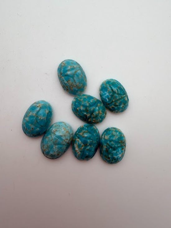 Cab Vintage Glass 18x14mm Turquoise