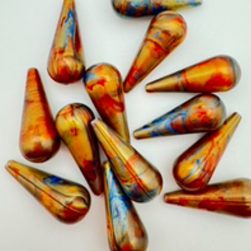 Drop Bead 30x12mm Lustrous Gold