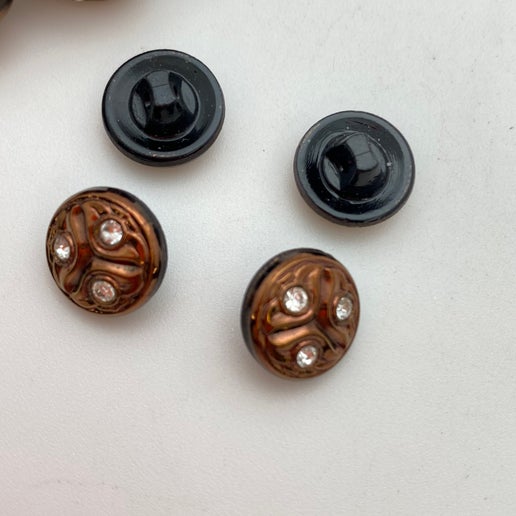 Button 12mm Copper w/stone - BUTTON-0334-E