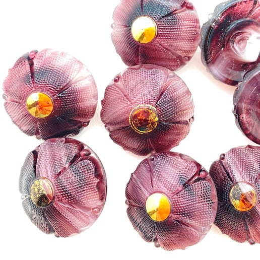 Button 18mm Amethyst/gold - BUTTON-0415-B