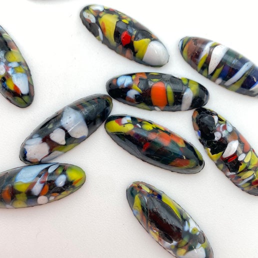 Cab Vintage Glass 24x10mm Multi - CAB-0053-E