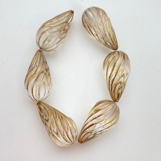 Inlay Twist Drop 26mm Crystal with gold