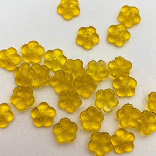 Vintage Glass Flowers cap 8mm Curry