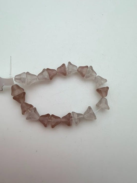 Vintage Glass Flower Cap 8mm Mauve Matte