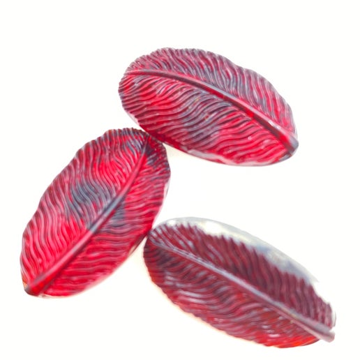 Button Feather 25x16mm Red - BUTTON-0069-A
