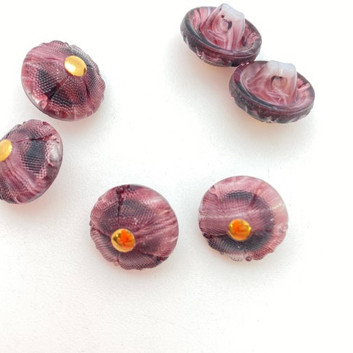 Button 14mm Amethyst/gold - BUTTON-0343-B