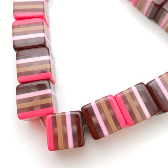 Layered Cube 16mm Multi Pink/Brown - IT-FY-0300-B