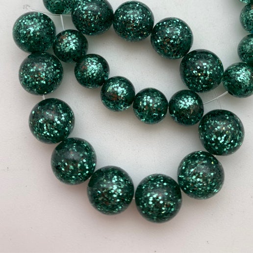 Glitter Round 10mm Emerald