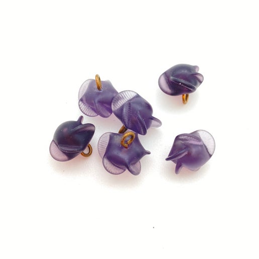 Button 12mm Lampwork Amethyst Matte - BUTTON-0390-B