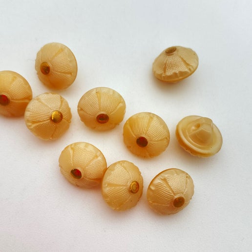 Button 10mm Bone/gold - BUTTON-0144-E