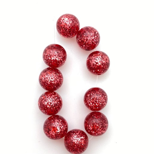 Glitter Round 12mm Raspberry