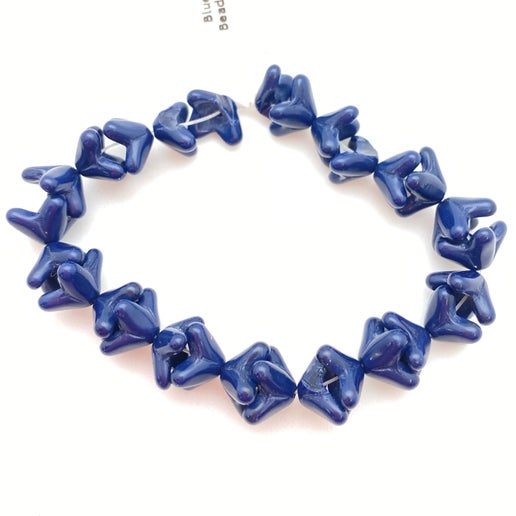 Vintage Glass Flowers cap 10mm Navy