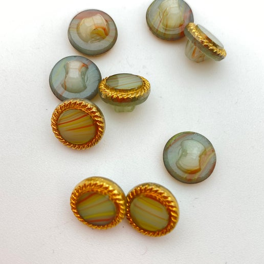 Button 10mm Sage/Gold - BUTTON-0015-D