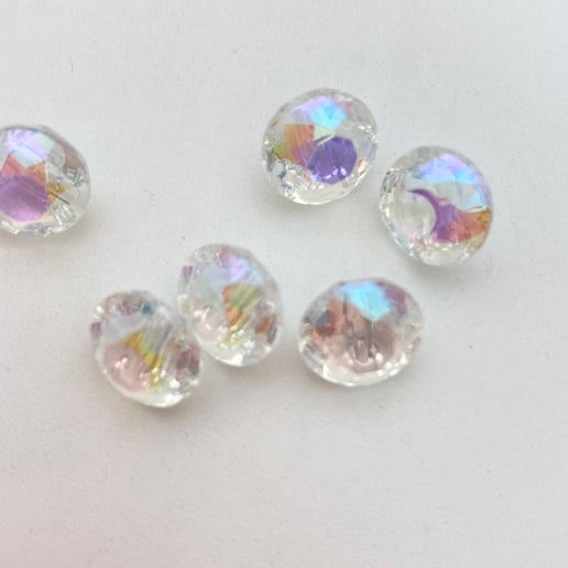 Button Facetted 10mm Clear AB - BUTTON-0170-C