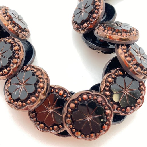 Button 18mm Jet/copper - BUTTON-0370-E