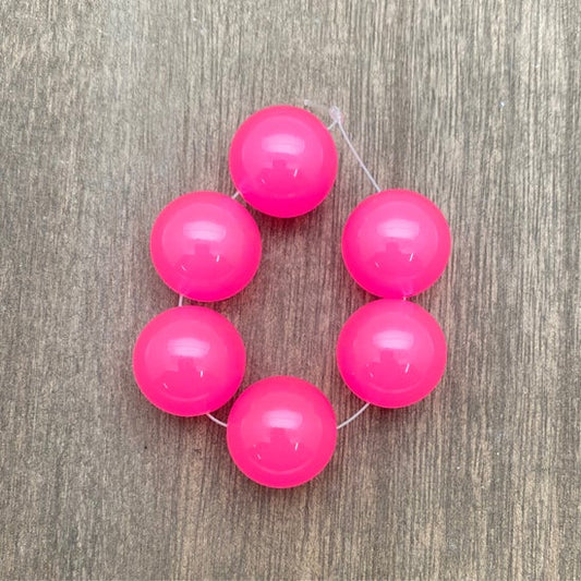 Round 20mm Pink Neon Opaline