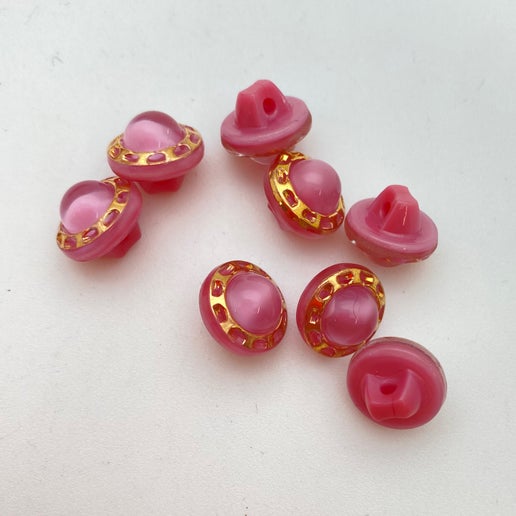 Button 10mm Pink/gold - BUTTON-0038-B