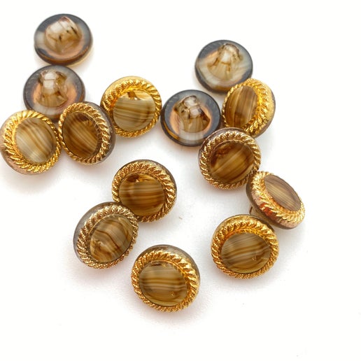 Button 10mm topaz/gold - BUTTON-0013-E