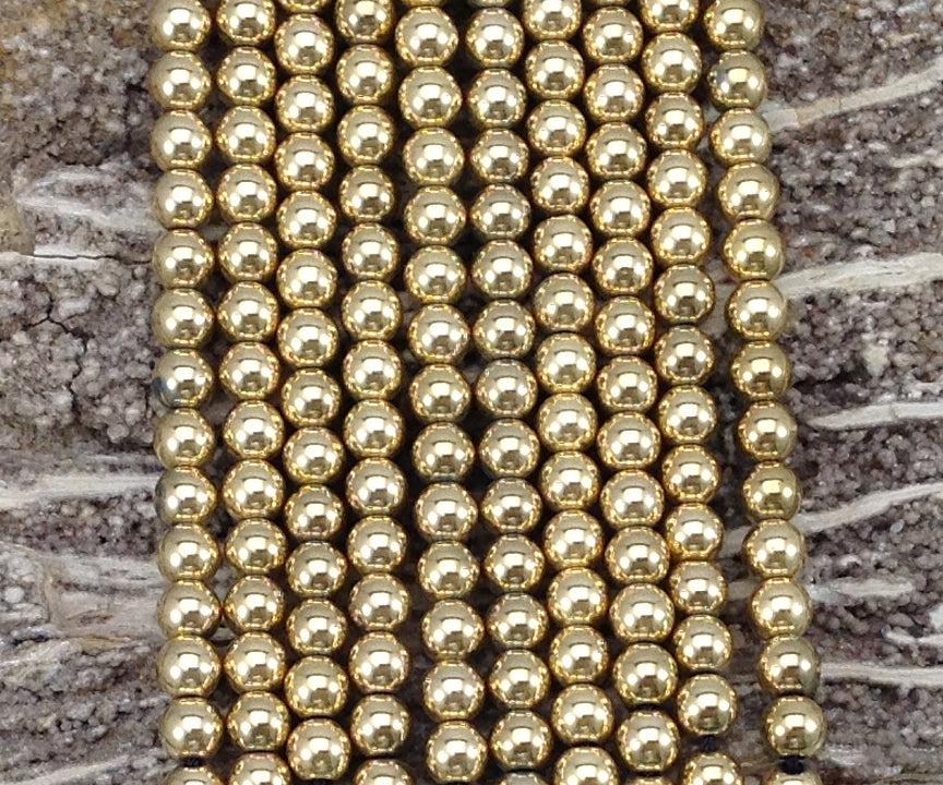 Gold Plated Hematite Round