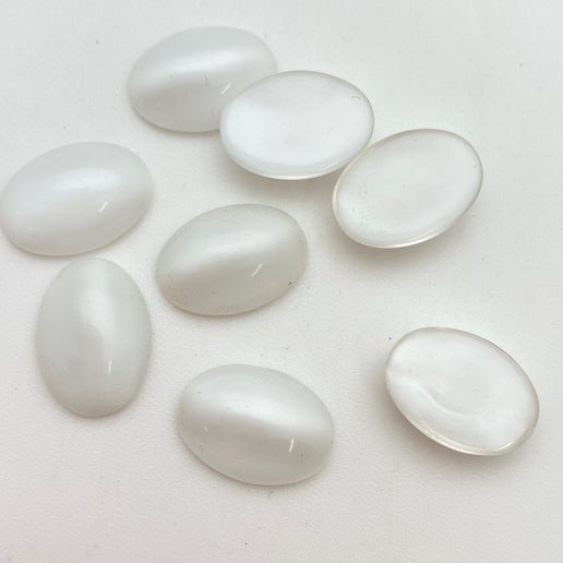 Cab Vintage Glass 18x14mm White - CAB-0092-C