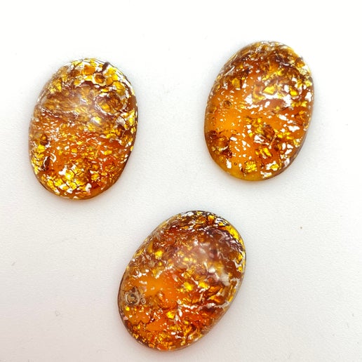 Cab Vintage Glass 25x18mm Gold - CAB-0110-E